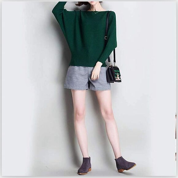 Dolman Sleeve Knit Sweater Green - Picture 2 of 3